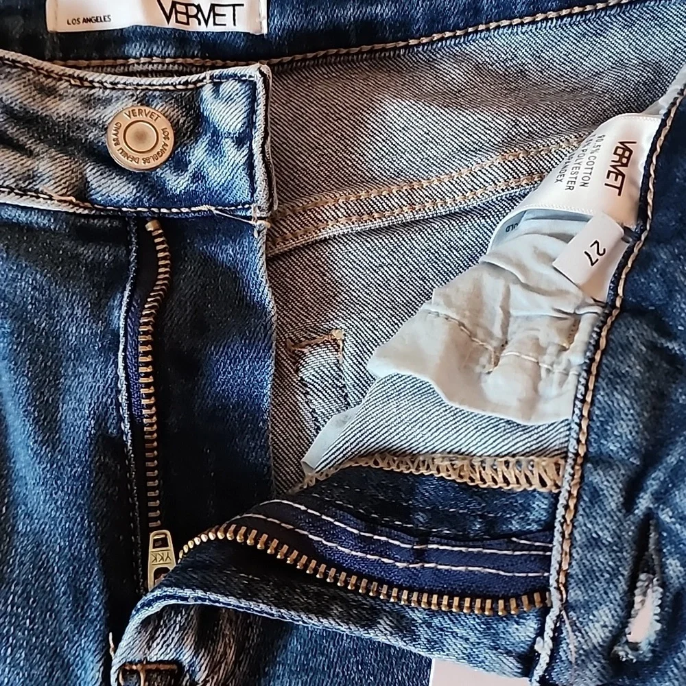 Vervet Jeanne Blue Denim Jeans Brand New High Rise Stretch Slim Straight